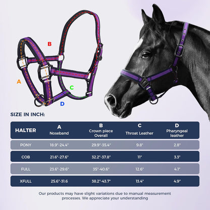 JWODVNTH Adjustable Horse Halter with PP Webbing, Durable Horse Halters with Zinc Alloy Hardware