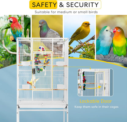 VIVOHOME 54 Inch Wrought Iron Large Bird Flight Cage with Rolling Stand for Parakeets Canaries