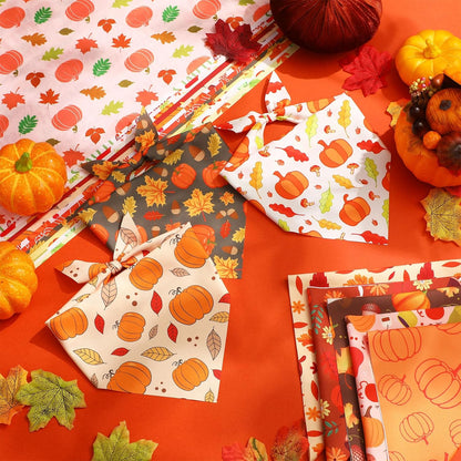 Abbylike 50 Pcs Fall Thanksgiving Dog Bandana Bulk Pumpkin Bandana for Dogs Triangle Kerchief Bib