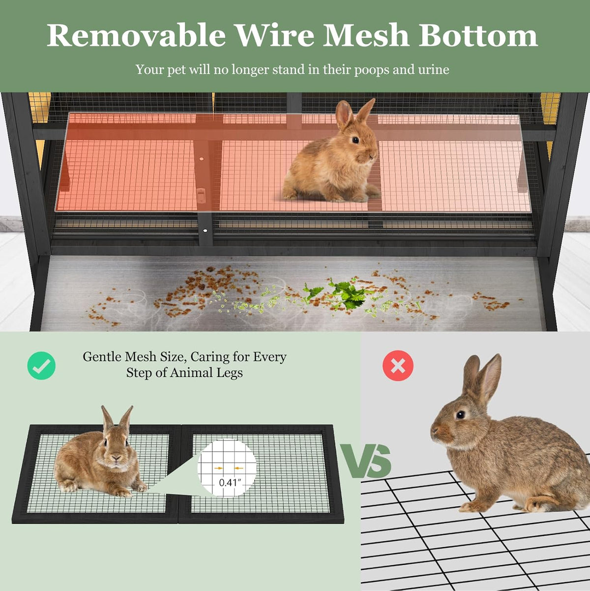 46.7" Rabbit Cage Elevated Bunny Cage Indoor, Outdoor Rabbit Hutch Hamster Cages for Small Animals