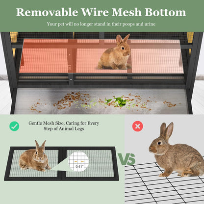 46.7" Rabbit Cage Elevated Bunny Cage Indoor, Outdoor Rabbit Hutch Hamster Cages for Small Animals