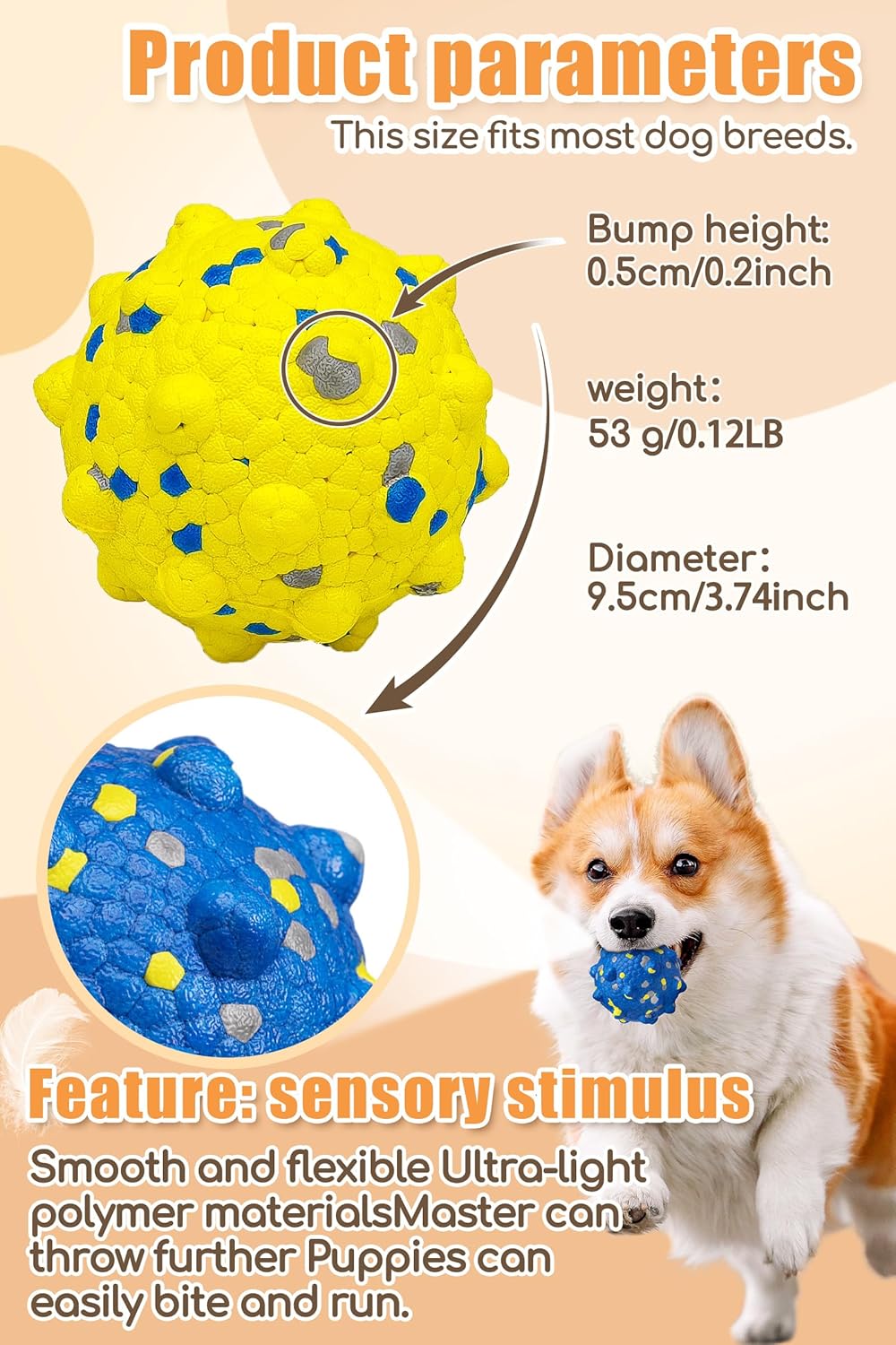 3.7'' Dog Balls for Dogs Aggressive Chewers Indestructible Tennis Durable Bouncy Interactive Dog