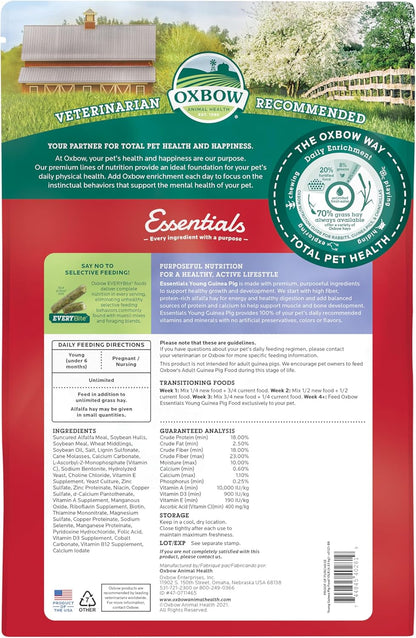Oxbow Essentials Guinea Pig Food, Young, Made Alfalfa Hay for Guinea Pig, Pet Food Pellets with