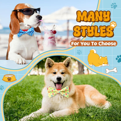 Hillban 50 Pieces Paw Print Dog Collar Bow Ties Colorful Paw Print Dog Collar Accessories Bow Ties