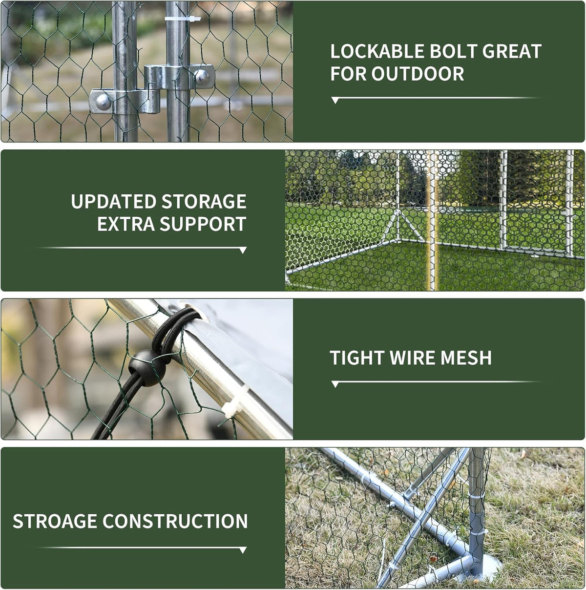4ever2buy Large Metal Chicken Coop with Run Walk-in Poultry Cage Chicken Runs House Pen Cage Dome