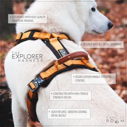MADE TO ROAM Premium Explorer Harness - Y-Shaped Dog Harness with Adjustable Durable Nylon, Soft