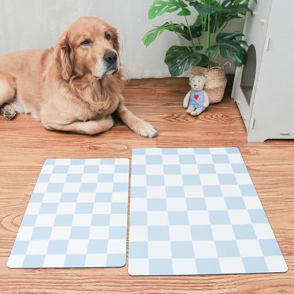 Ralxion Checkered Dog Feeding Mat, Absorbent Mats for Dog Food and Water Bowl, Dispenser, Retro