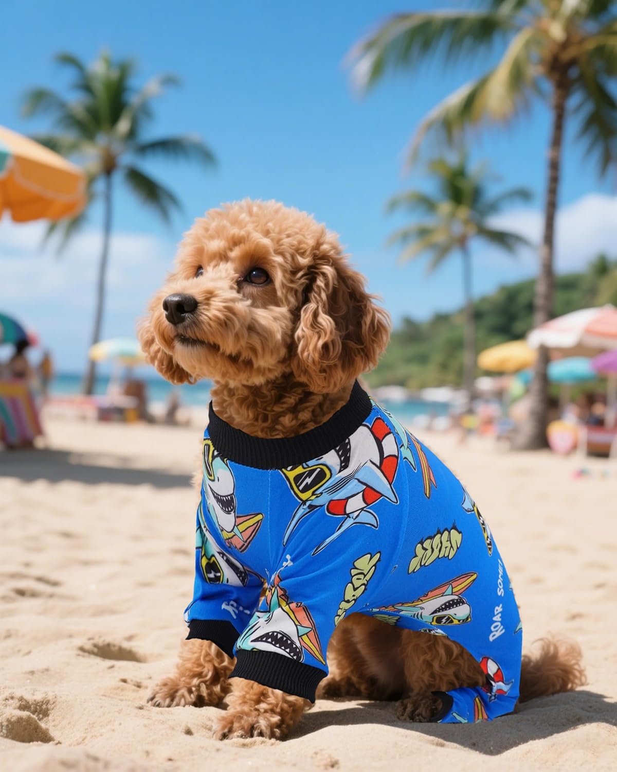 PET SHOW 4 Pack Small Dog Pajamas for Boy Doggies Dinosaur Shark Soft Stretchy PJs Plaid Jumpsuit