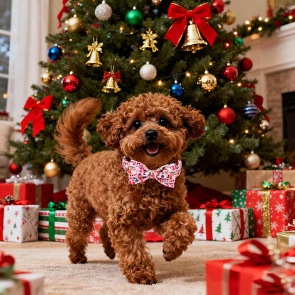 Lionet Paws Christmas Dog Collar with Bow tie,Cute Ho Christmas Tree Snowman Pink Dog Collar Bow