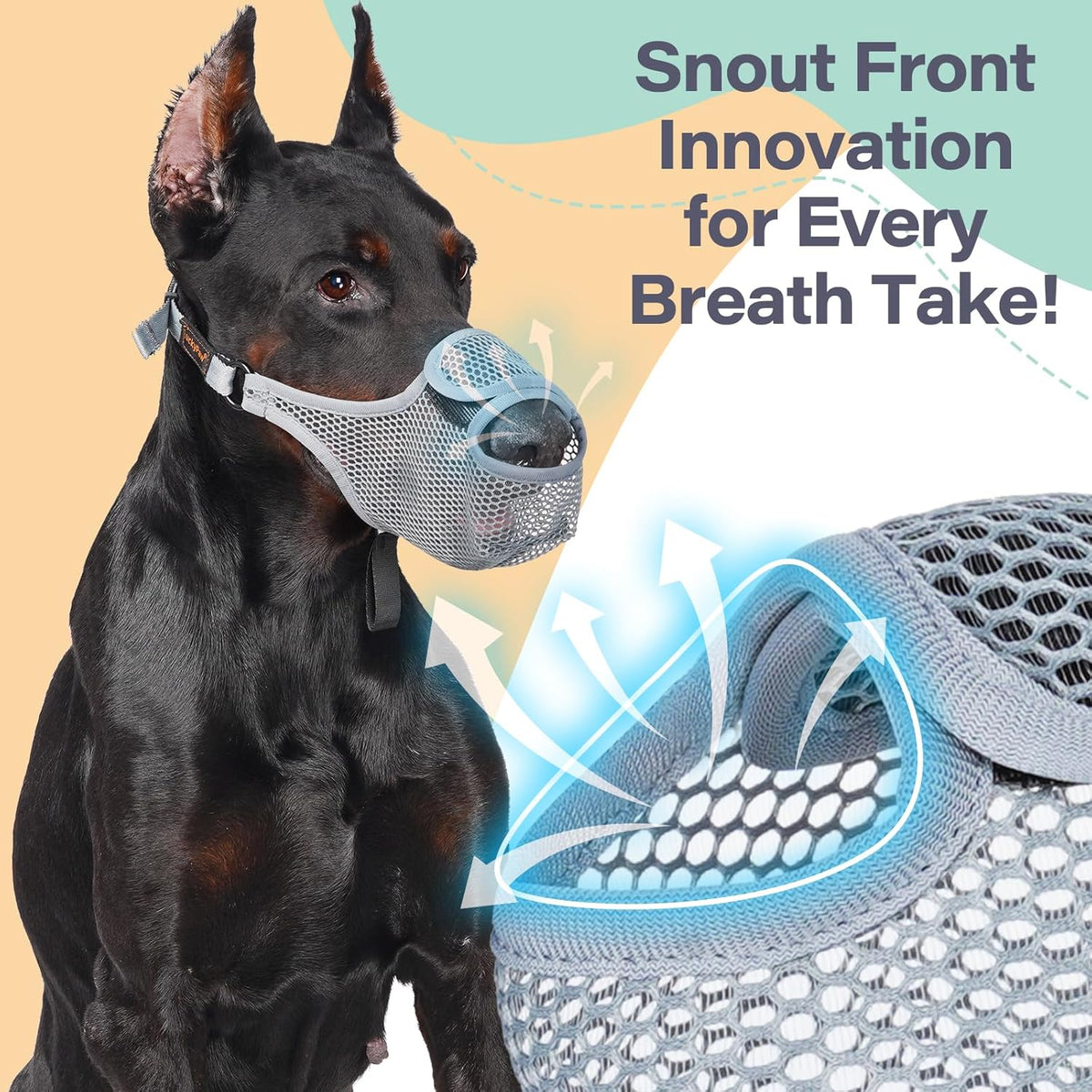 LUCKYPAW Dog Muzzle for Large Medium Small Dogs, Patented Mesh Muzzle to Prevent Biting Chewing
