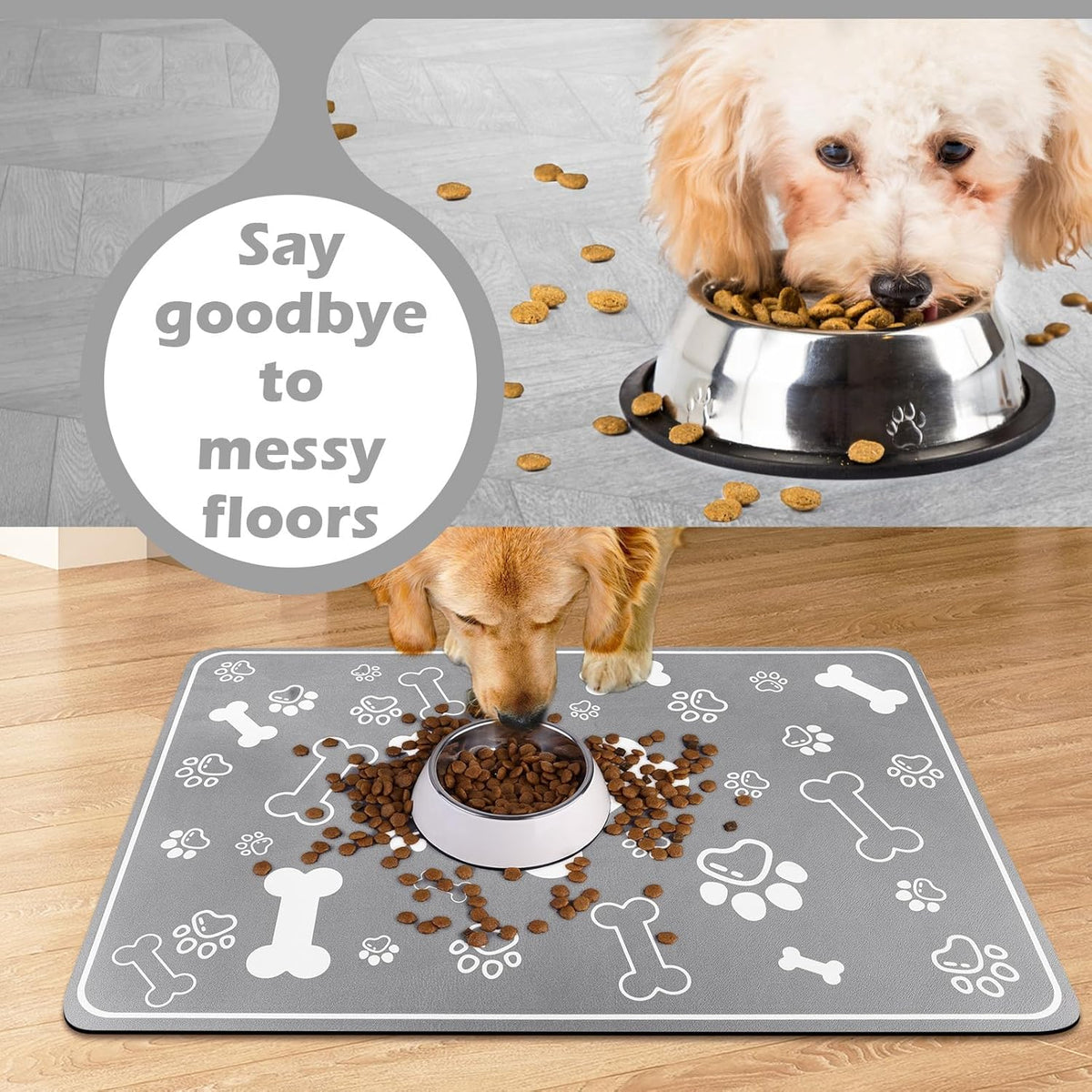 Pet Feeding Mat,Rapid Absorbent Mats for Dog Cat Food, Dog Placemat Water Bowl Mat with Rubber