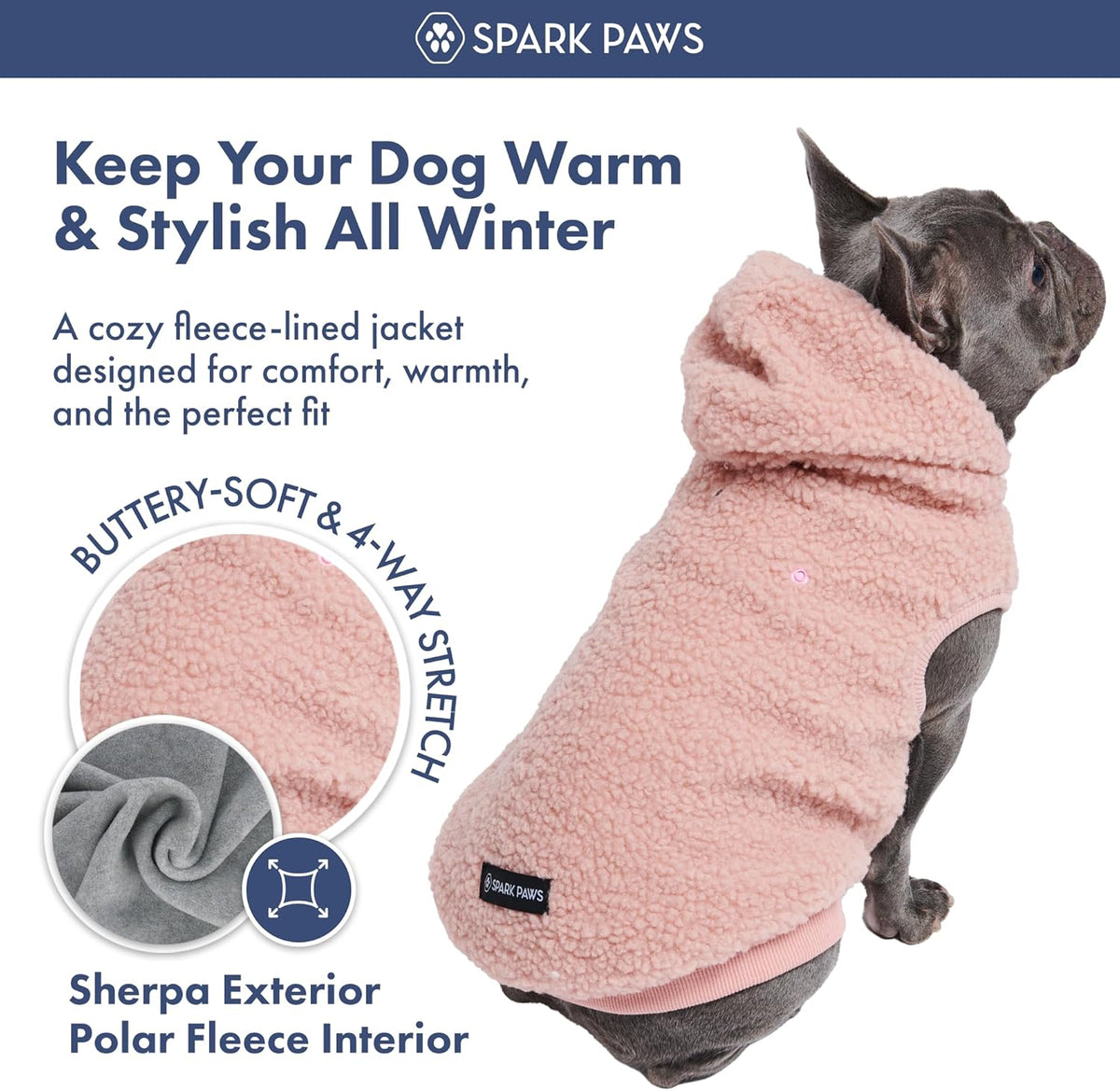 Spark Paws Teddy Dog Sweater, Sherpa Jacket Vest with Warm Fleece Lining, Winter Coat Suitable for