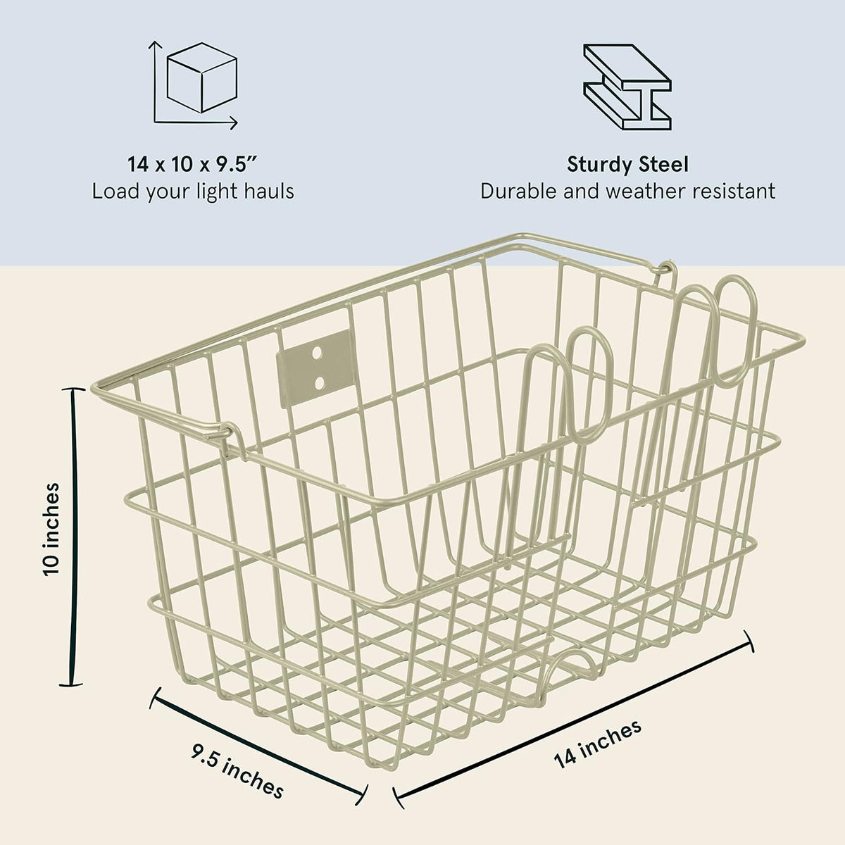 Retrospec Apollo-Lite Lift-Off Bike Basket - Detachable Steel Handlebar Basket with Carrying Handle