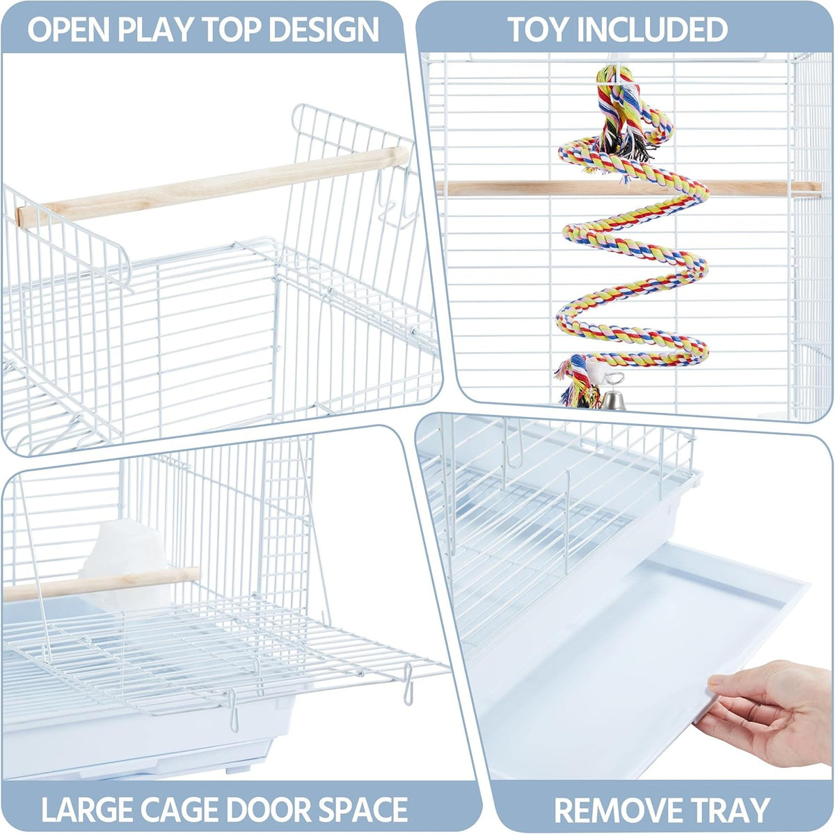 Yaheetech Open Play Top Travel Bird Cage for Conure Sun Parakeet Green Cheek Conure Lovebird Budgie