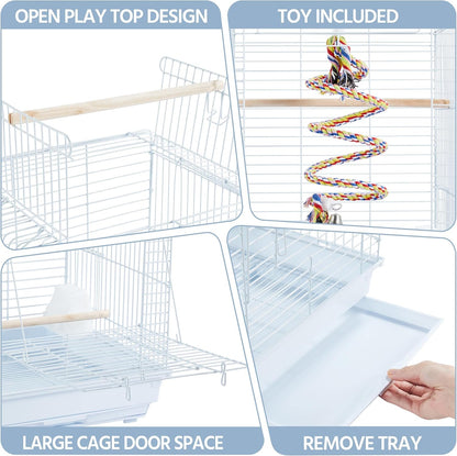 Yaheetech Open Play Top Travel Bird Cage for Conure Sun Parakeet Green Cheek Conure Lovebird Budgie