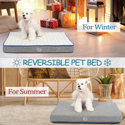 EMPSIGN Reversible Cool and Warm Dog Bed for Crate Pad, Pet Beds with Washable and Removable Cover