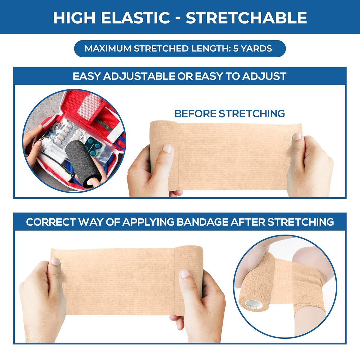 Self Adhesive Bandage Wrap - Pack of 12 Assorted Colors, Non-Woven, Breathable & Water-Resistant
