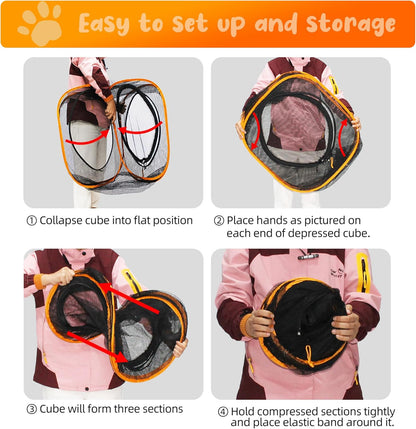Pet Play Tunnel + Cube(with Three Ways) for Indoor and Outdoor, Kitty Play House, Cat Enclosures