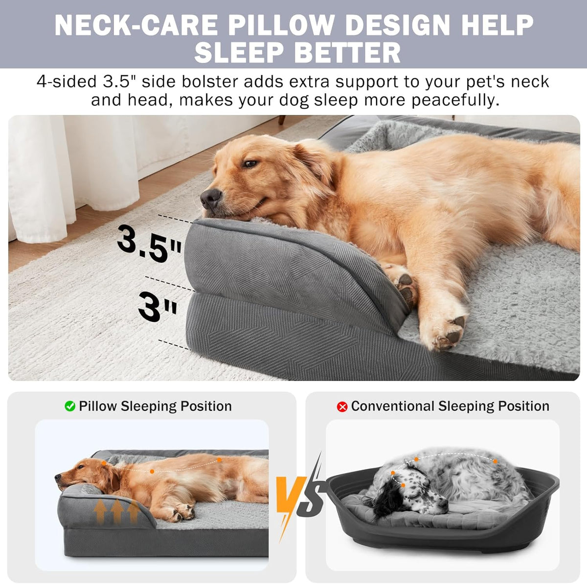 INVENHO Orthopedic Extra Large Dog Bed, XXL Waterproof Dog Sofa, Egg-Crate Foam Couch with Washable