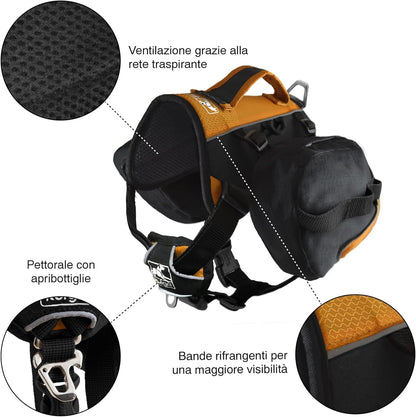 Kurgo Dog Saddlebag Backpack, Back Pack Dog Harness, Hiking Pack for Dogs, Packs for Pets to Wear