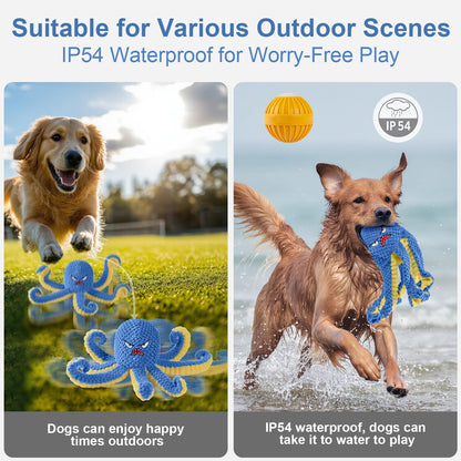 Interactive Dog Toys Octopus,Durable Automatic Jumping Dog Toy to Keep Them Busy,Squeaky Moving Tug