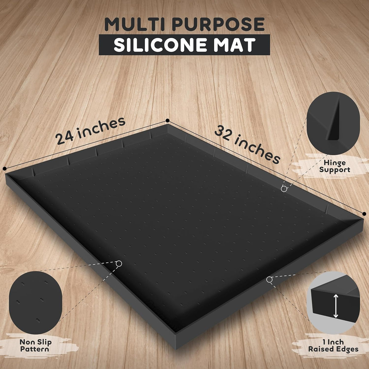 32x24x1” XL Dog Food Mat - All Purpose Under Sink Liner, Washer and Dryer Covers for The Top