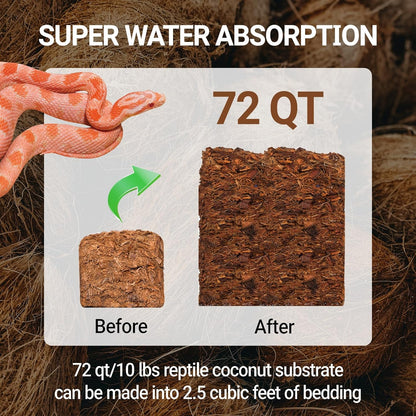 REPTI ZOO 72 Quart Reptiles Coconut Chip Substrate, Coco Husk Reptiles Bedding for Ball Python