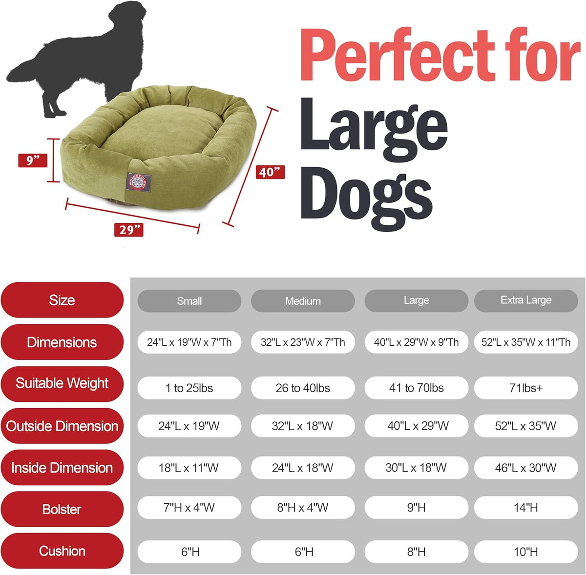 Majestic Pet 40 Inch Micro Velvet Calming Dog Bed Washable 40x29x9 (inch) – Cozy Soft Round Donut