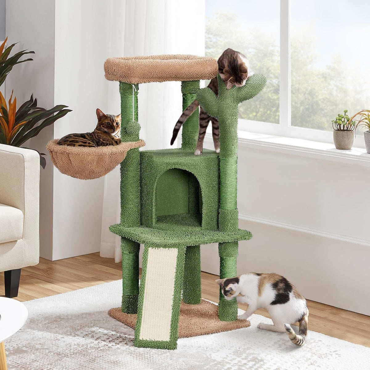 Yaheetech Cactus Cat Tree, 42in Cat Tower for Indoor Cats, Multi Level Kitten Condo Scratching