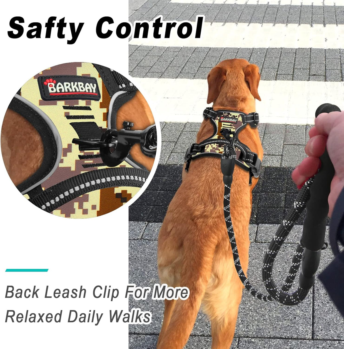 BARKBAY No Pull Dog Harness Large Step in Reflective Dog Harness with Front Clip and Easy Control