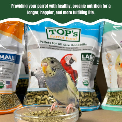 TOP's Parrot Food Mini Pellets Bird Food for Budgies, Cockatiels, Parrotlets, Lovebirds, Parakeets