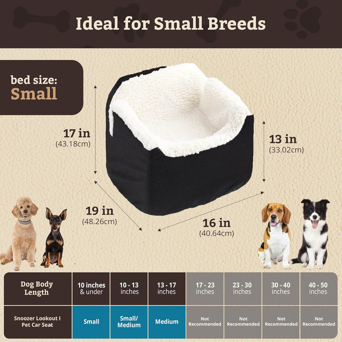 Snoozer Lookout I Car Seat - Dog Car Seats for Small Dogs, Puppy Booster Bed for Small Sized Pets
