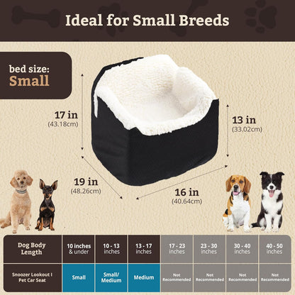 Snoozer Lookout I Car Seat - Dog Car Seats for Small Dogs, Puppy Booster Bed for Small Sized Pets