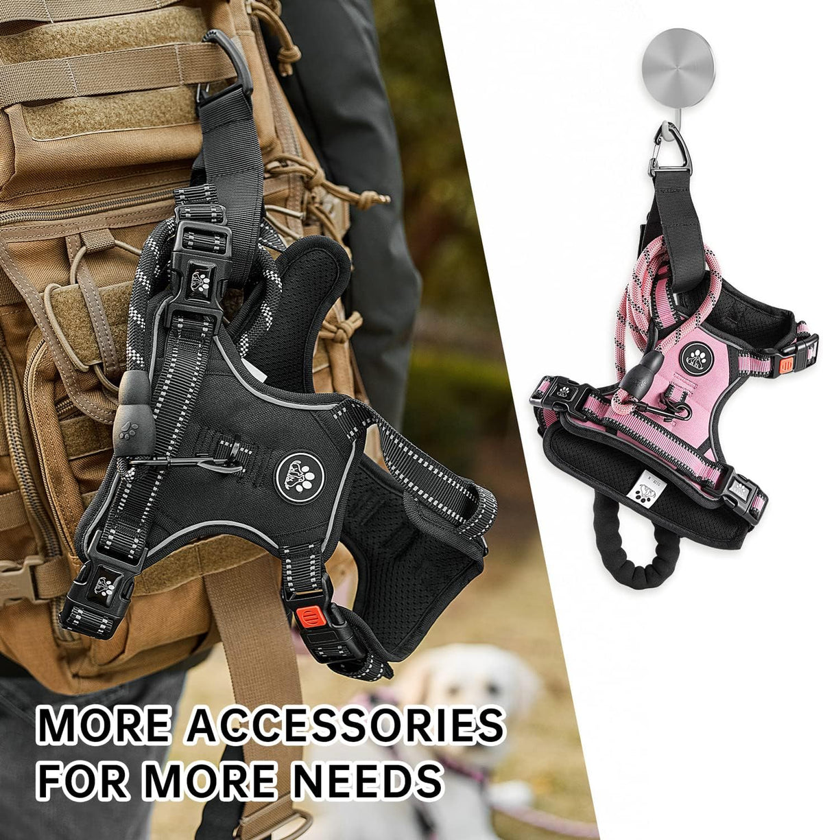 NESTROAD No Pull Dog Harness,Adjustable Oxford Dog Vest Harness with Leash,Reflective No-Choke Pet