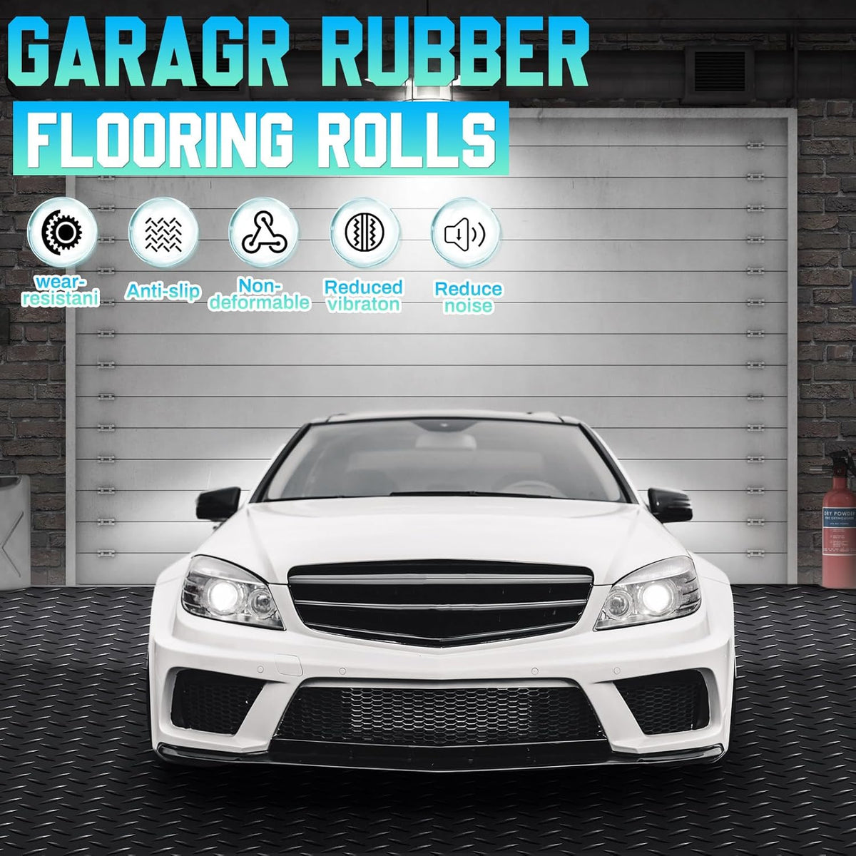Breling 16 in x 10 ft Rubber Diamond Plate Rolls Mats, Heavy Duty Flooring Rug for Trailers Garage