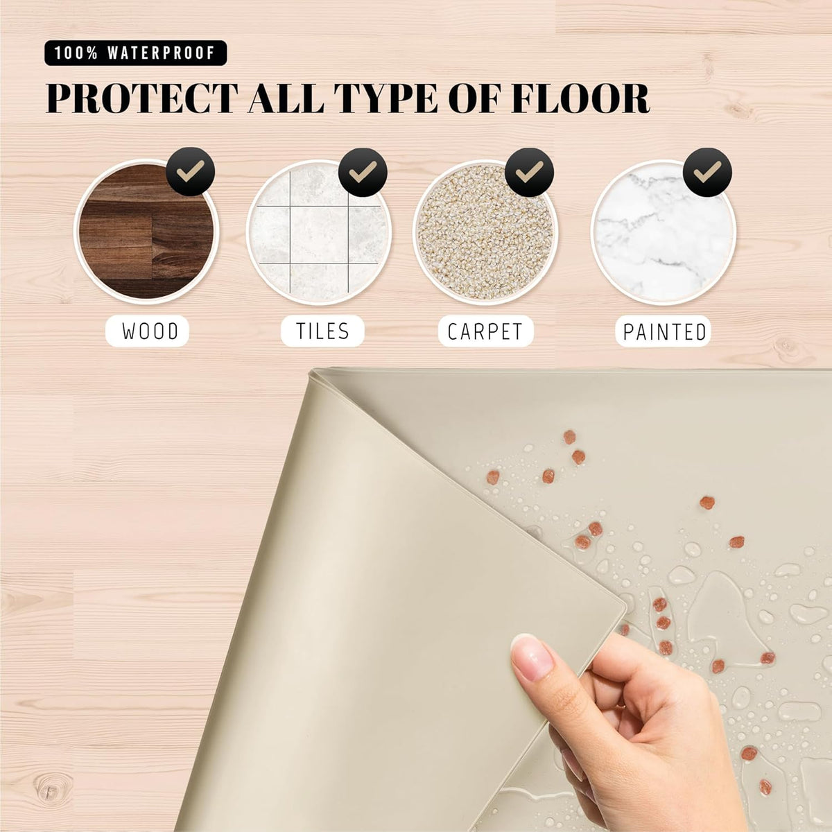 AVERYDAY 23x16'' Silicone Dog Mat for Food and Water, 0.63'' Edge Dog Food Bowl Mats for Floor
