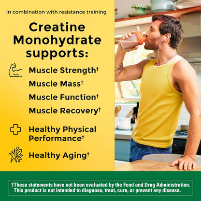 Nature Made Creatine Monohydrate Powder 5 g per Serving, Unflavored Drink Mix Powder, Muscle