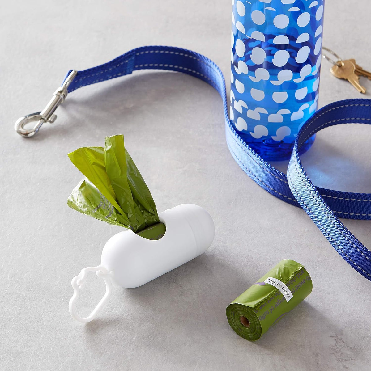 Amazon Basics Leak Proof Dog Poop Bags with Dispenser and Leash Clip, Unscented, 13 x 9 Inches