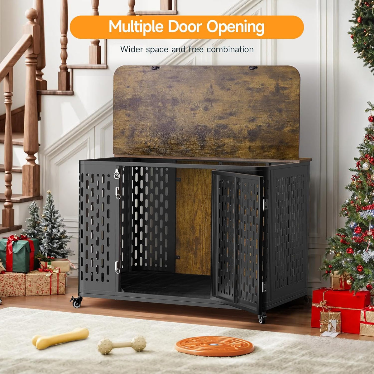 Heavy Duty Dog Crate Furniture for Large and Medium Dogs, 43.7 Inch Large Dog Crate Kennel with