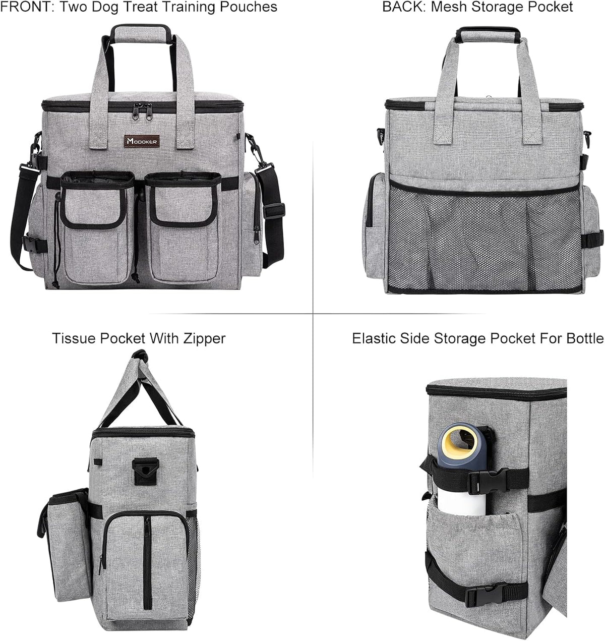 Airline Approved Dog Travel Bag with 2 Dog Treat Training Pouches, Tote Organizer for Weekend Pet