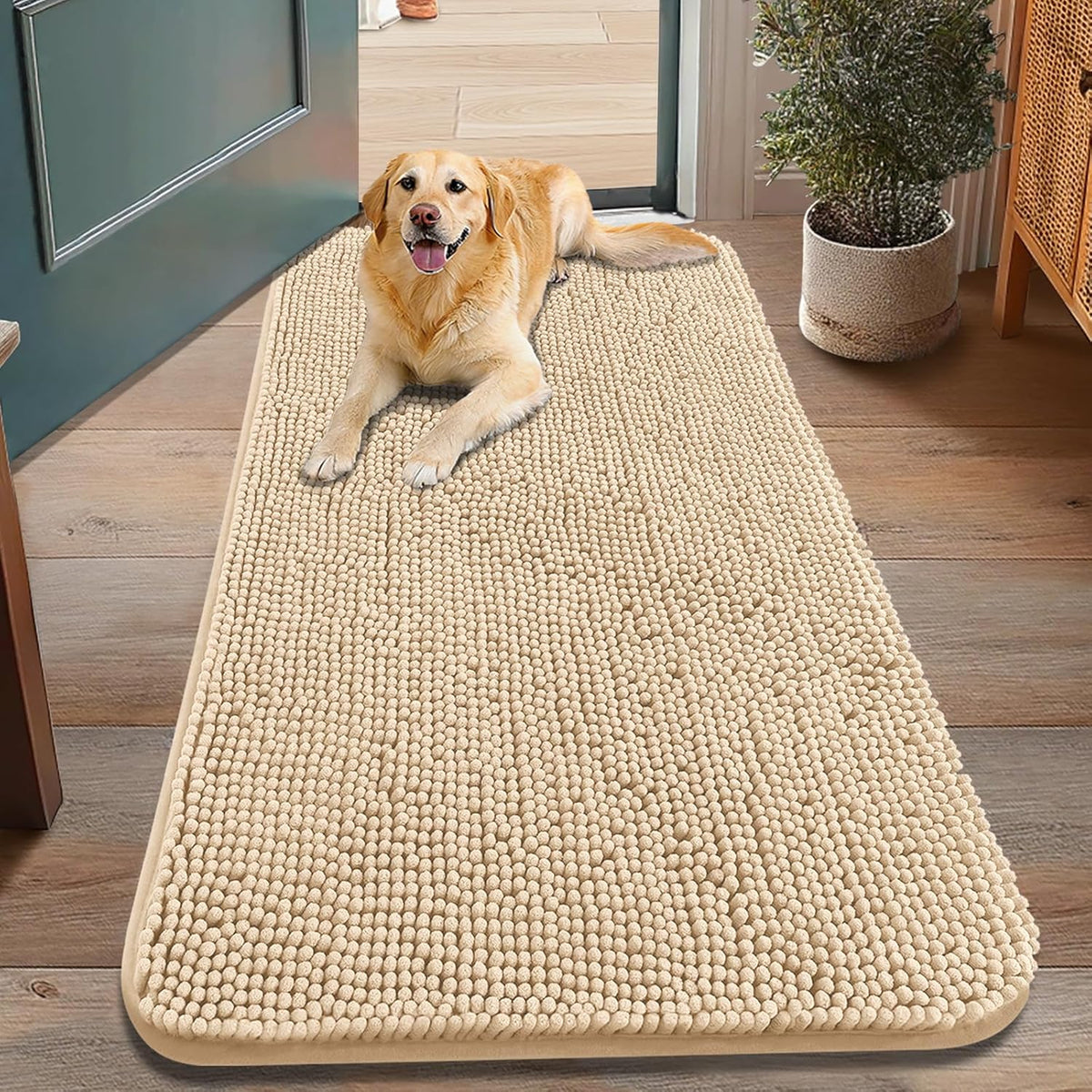 Smiry Dog Door Mat for Muddy Paws 48x30, Absorbs Moisture and Dirt Doormat, Non-Slip Washable Quick