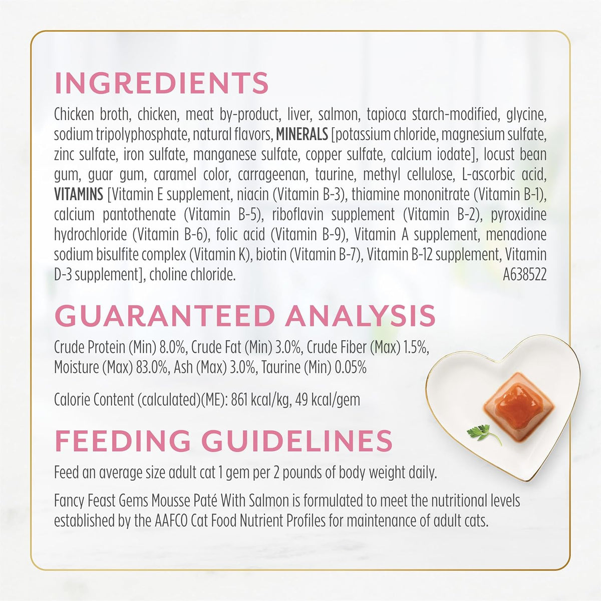 Fancy Feast Gems Pate Cat Food Mousse With Salmon and a Halo of Savory Gravy Cat Food - (Pack of 8)