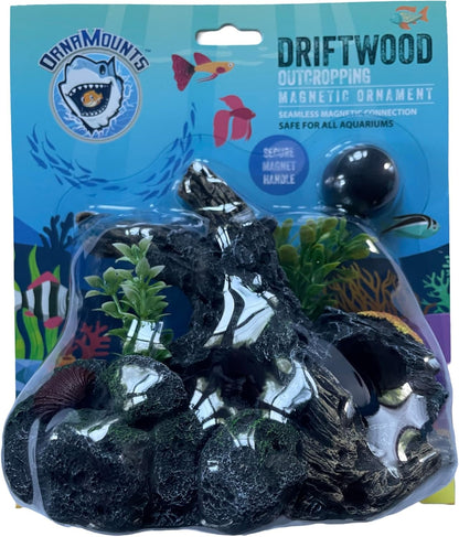 Aquarium Decor Magnetic Driftwood Outcropping Ornament – Wall-Mounted Fish Tank Decoration – Unique