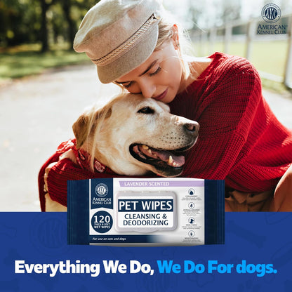 AKC Pet Wipes for Dogs & Cats – Hypoallergenic, Alcohol-Free Wipes for Paws, Face, Ears & Coat