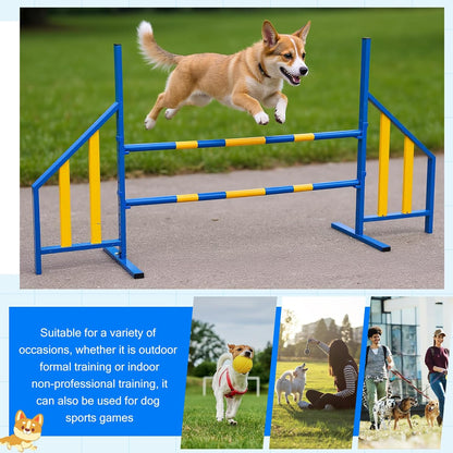 Agility Wing Jumps with Bar Dog Training Hedge Adjustable Pet Hurdles Jump Bars for Indoor Outdoor
