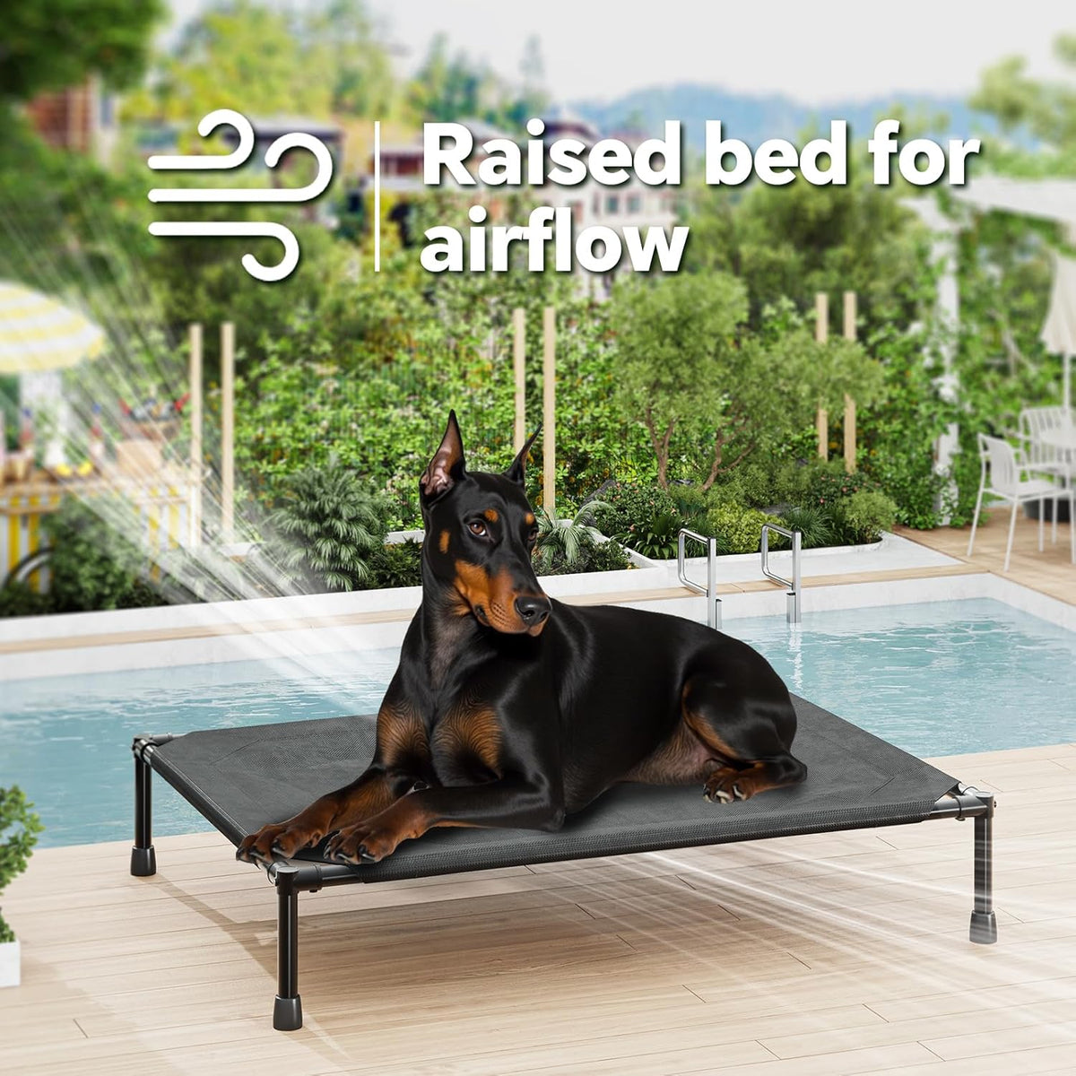Simple Trending Raised Dog Bed for Large Dogs, Cooling Elevated Dog Bed, Breathable Pet Cot Bed