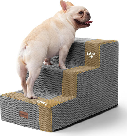 Dog Stairs for Small Dogs & Cats,3-Step Extra Wide Non-Slip Pet Steps for Couch Sofa and