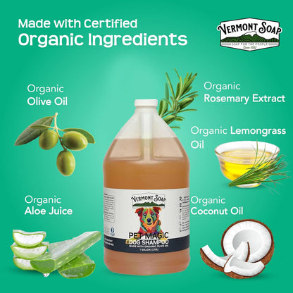 Vermont Soap Organics Pet Shampoo - Organic & Natural Olive Oil, Coconut & Aloe Vera Dog Shampoo