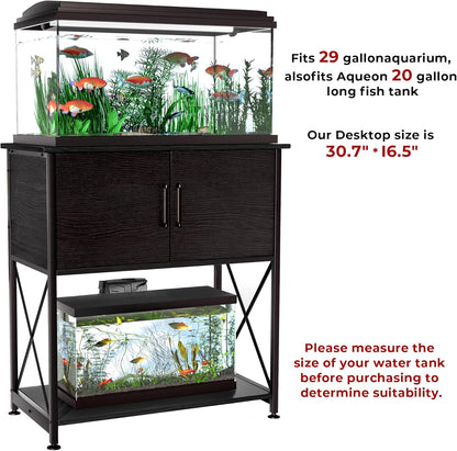 20-29 Gallon Aquarium Stand Metal Frame Fish Tank Stand with Cabinet Storage, for 20 Gallon Long