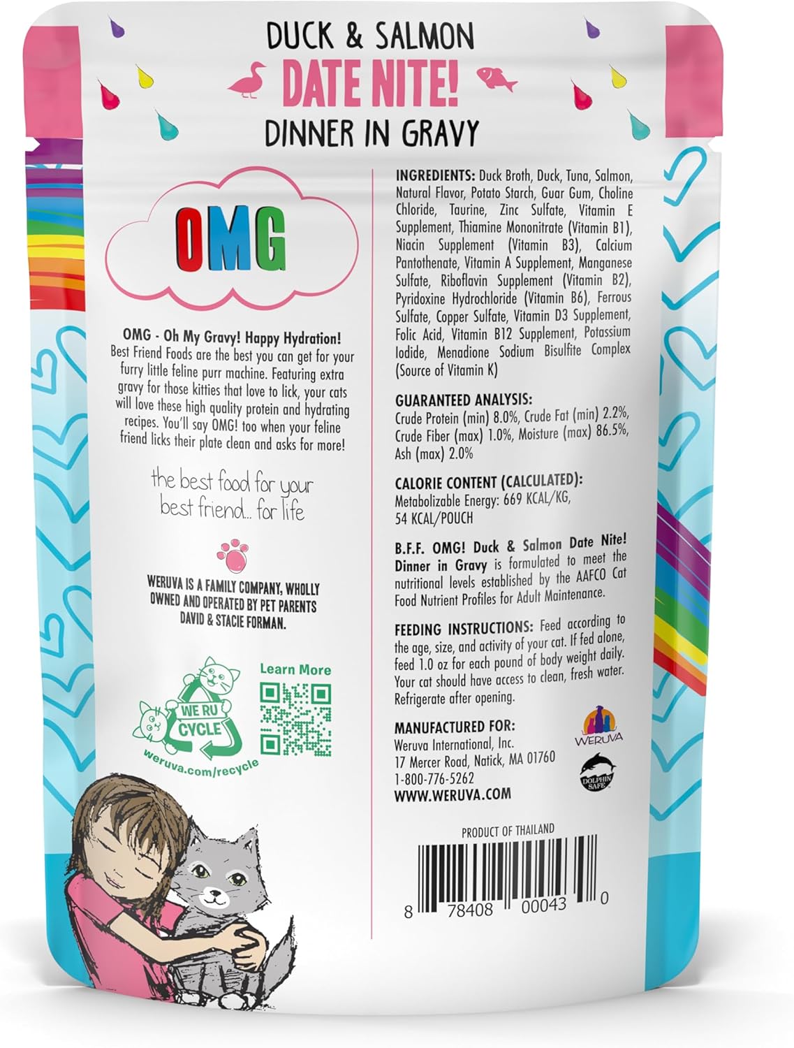 Weruva B.F.F. OMG - Best Feline Friend Oh My Gravy!, Date Nite! with Duck & Salmon in Gravy Cat